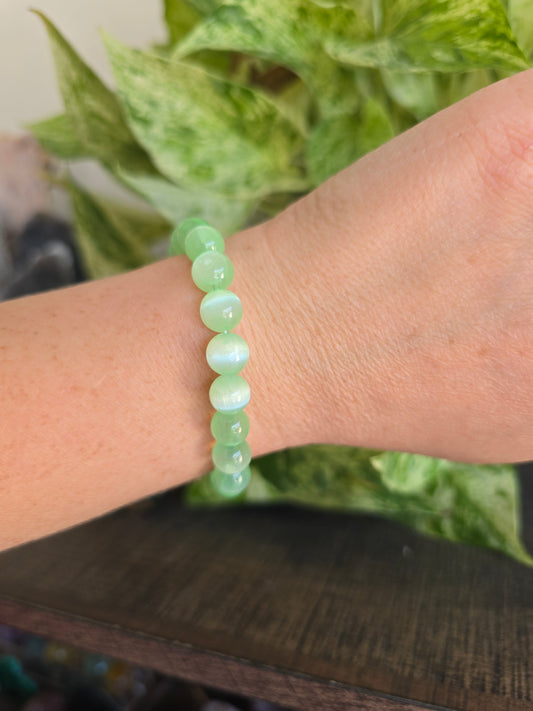 Green (Dyed) Satin Spar Stretch Bracelet