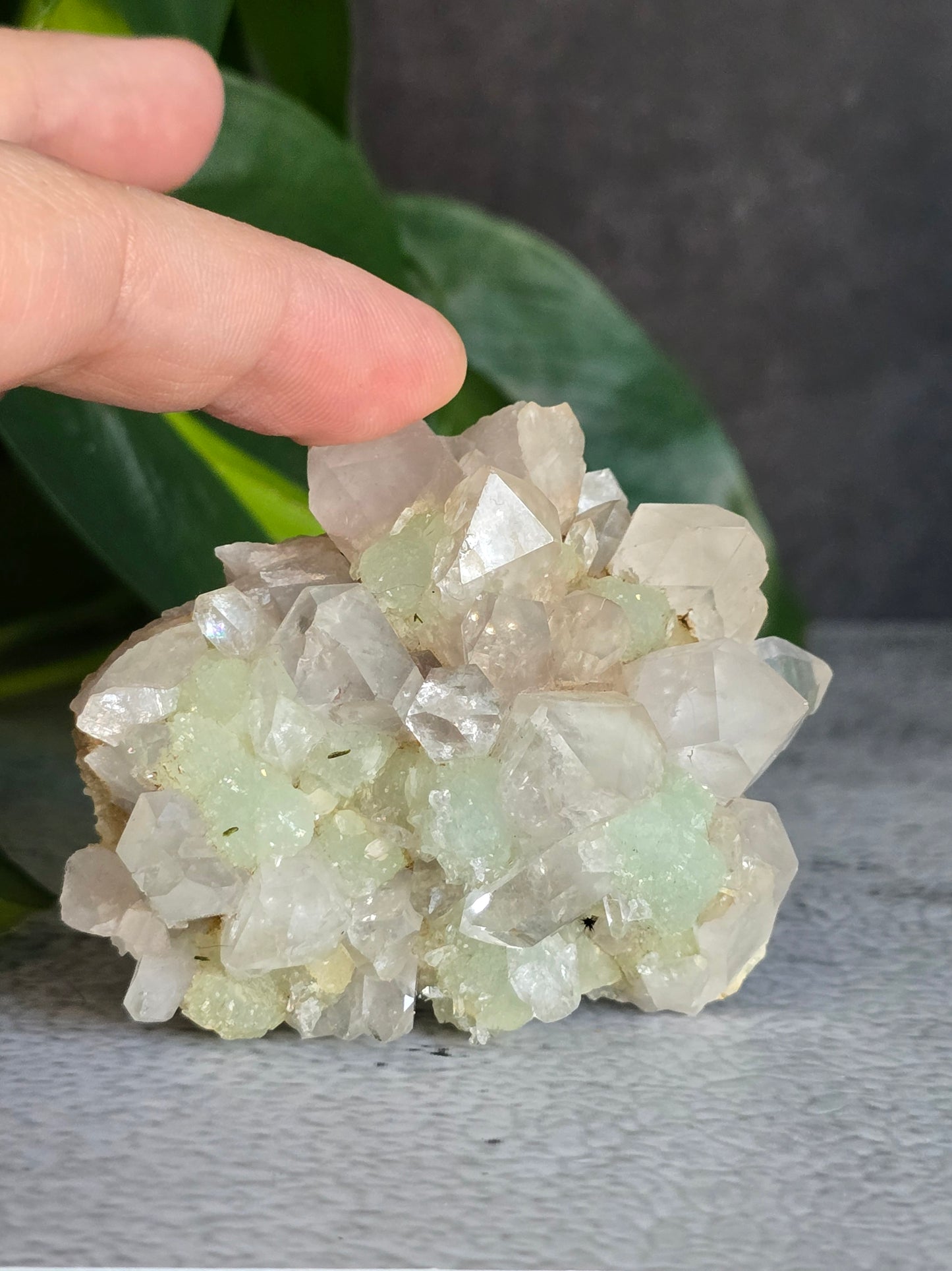 Prehnite and Epidote on Quartz Matrix