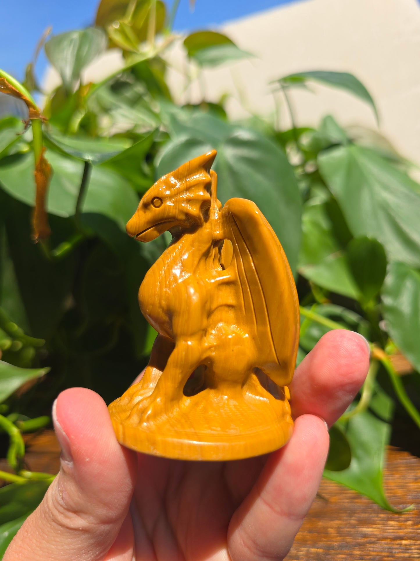Yellow Jasper Crystal Dragon Carving