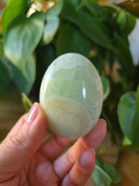 Pistachio Calcite Palm Stone