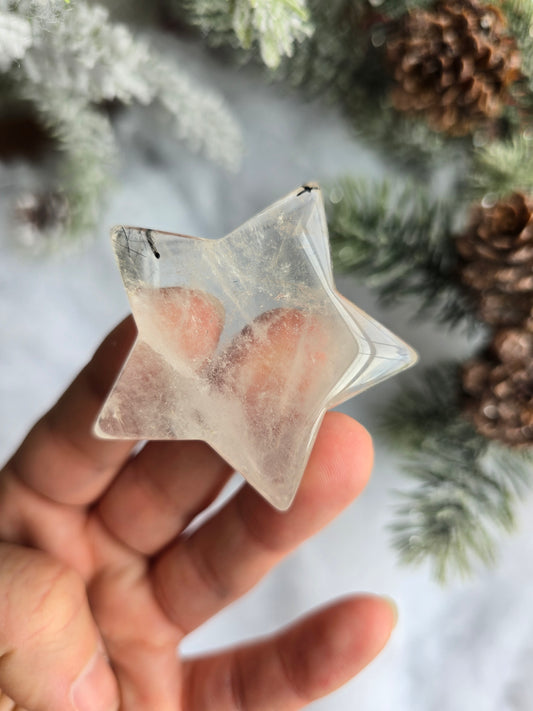 Black Tourmaline in Quartz Star