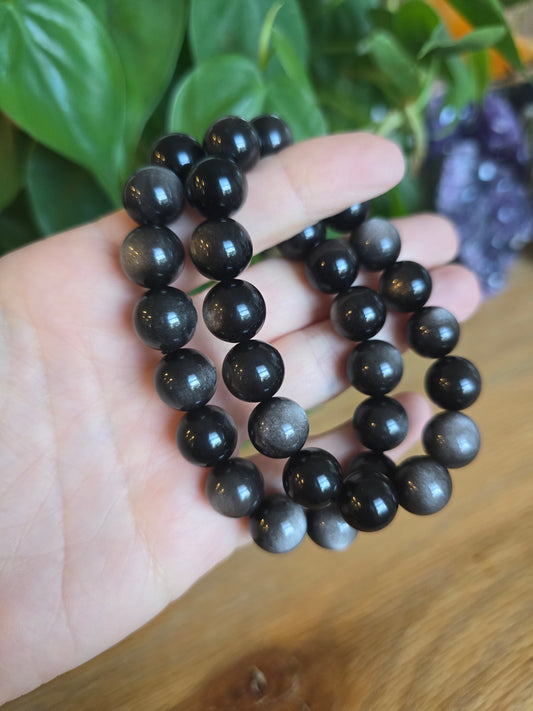 Silver Sheen Obsidian Bracelet