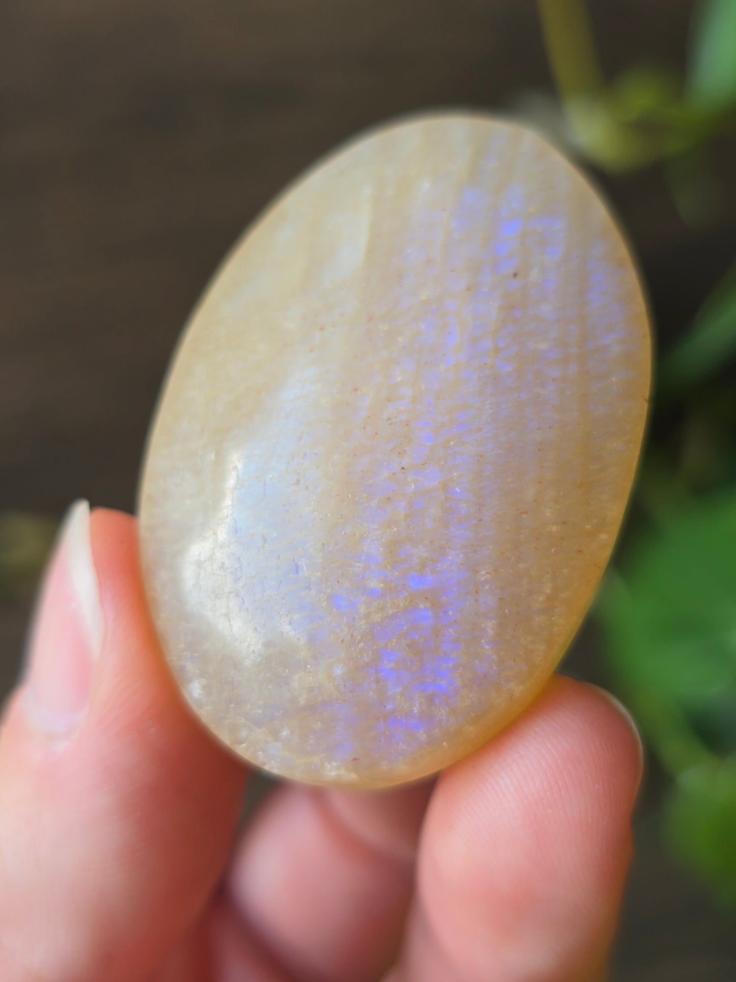 Peach Moonstone Palm Stone