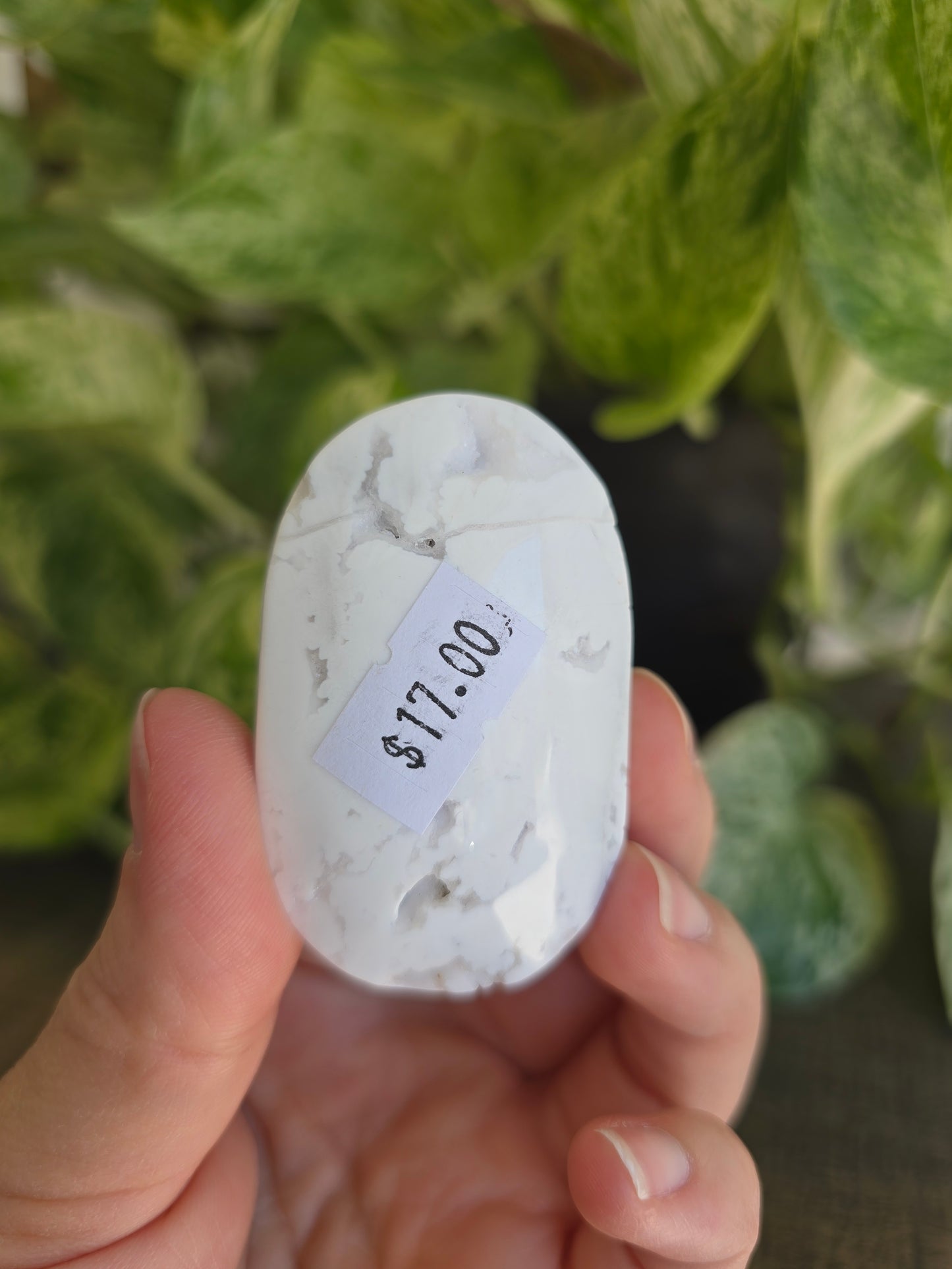 White Agate Palm Stone