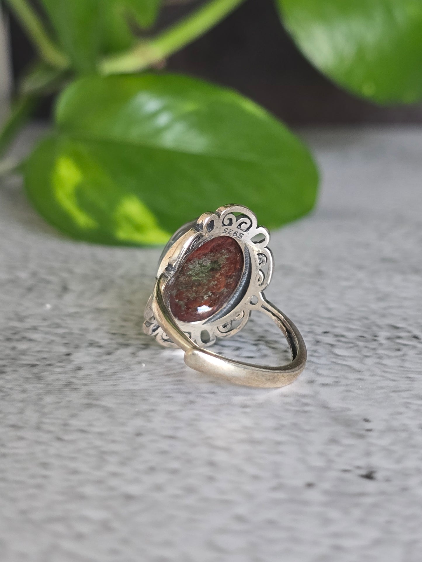 Lodolite "Garden Quartz" .925 Silver Adjustable Ring