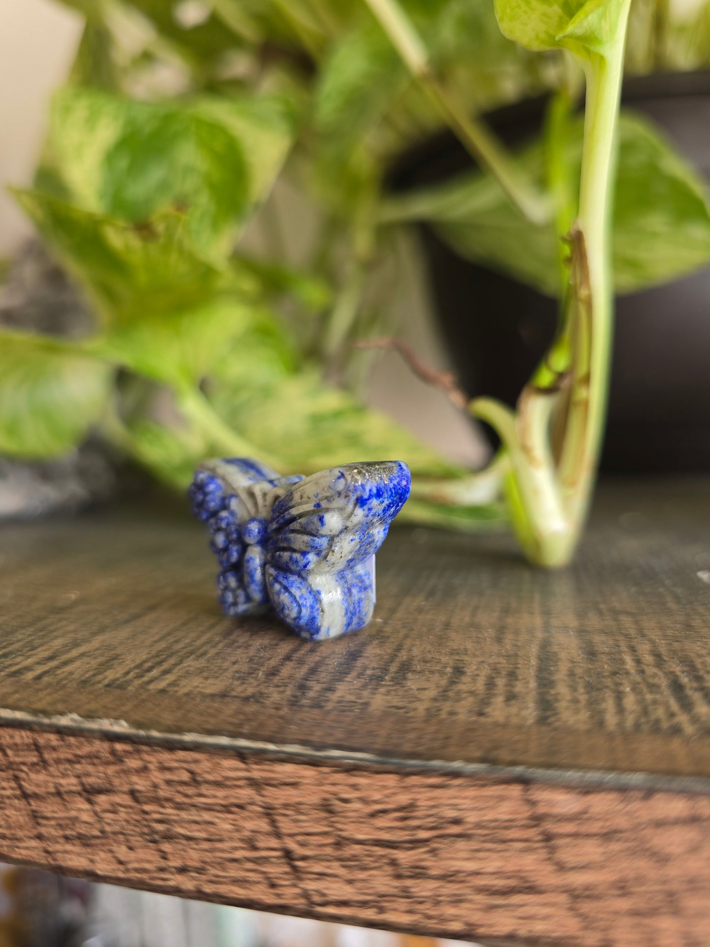 Lapis Lazuli Flower Butterfly Carving