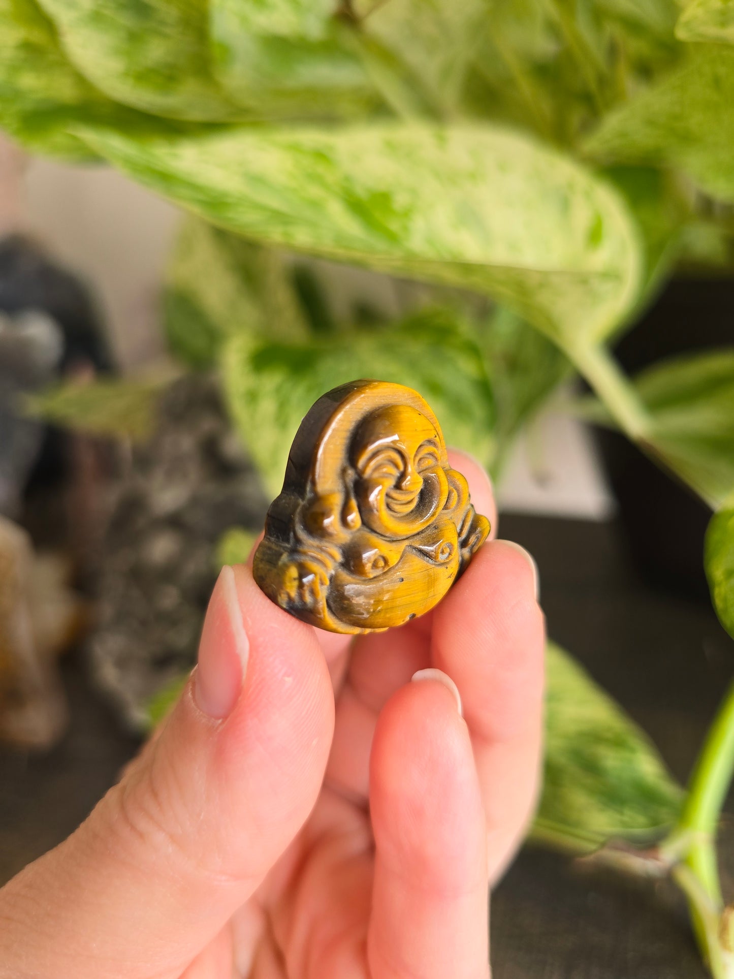 Tiger's Eye Smiling Buddha