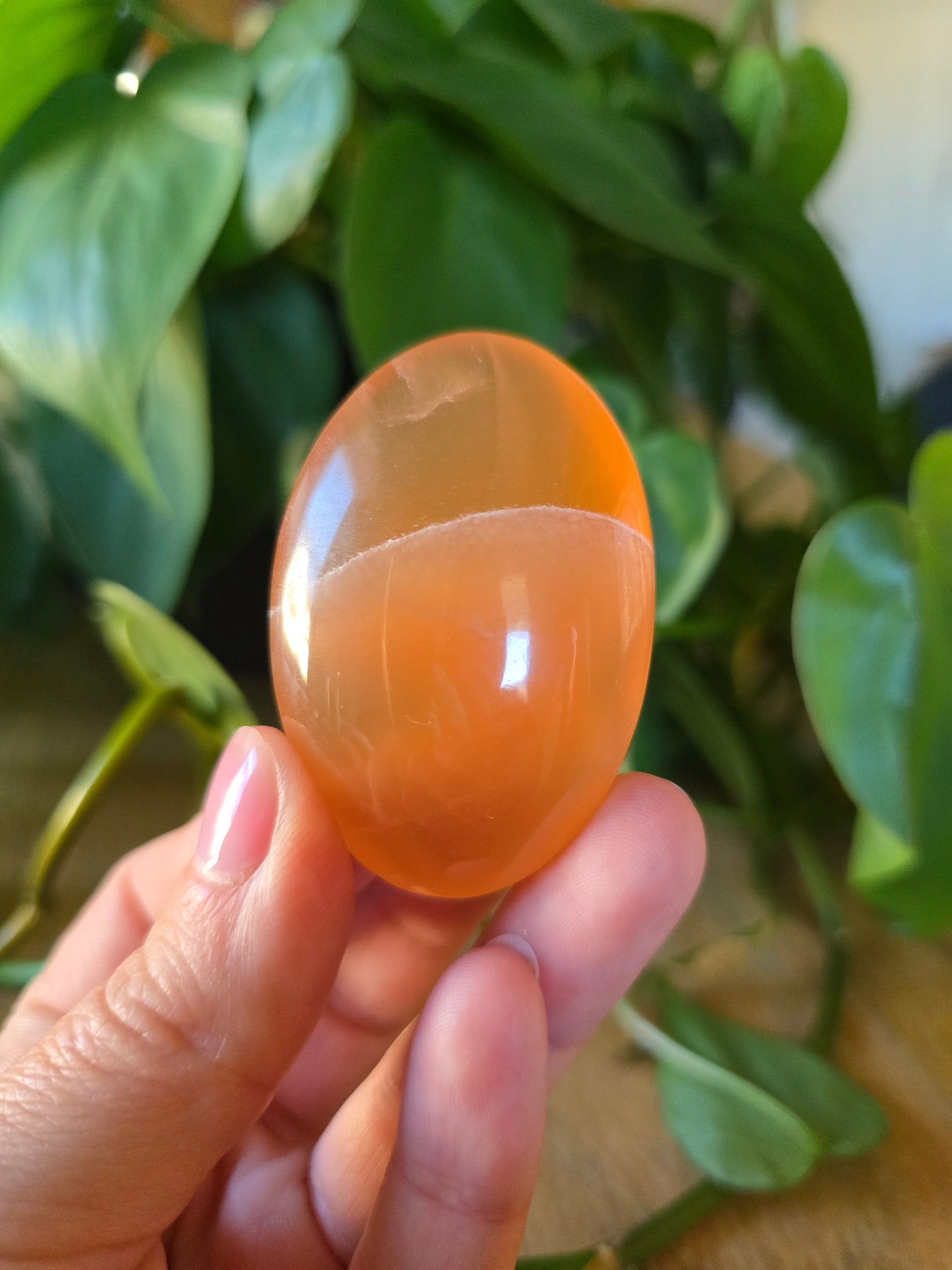 Honey Calcite Palm Stone