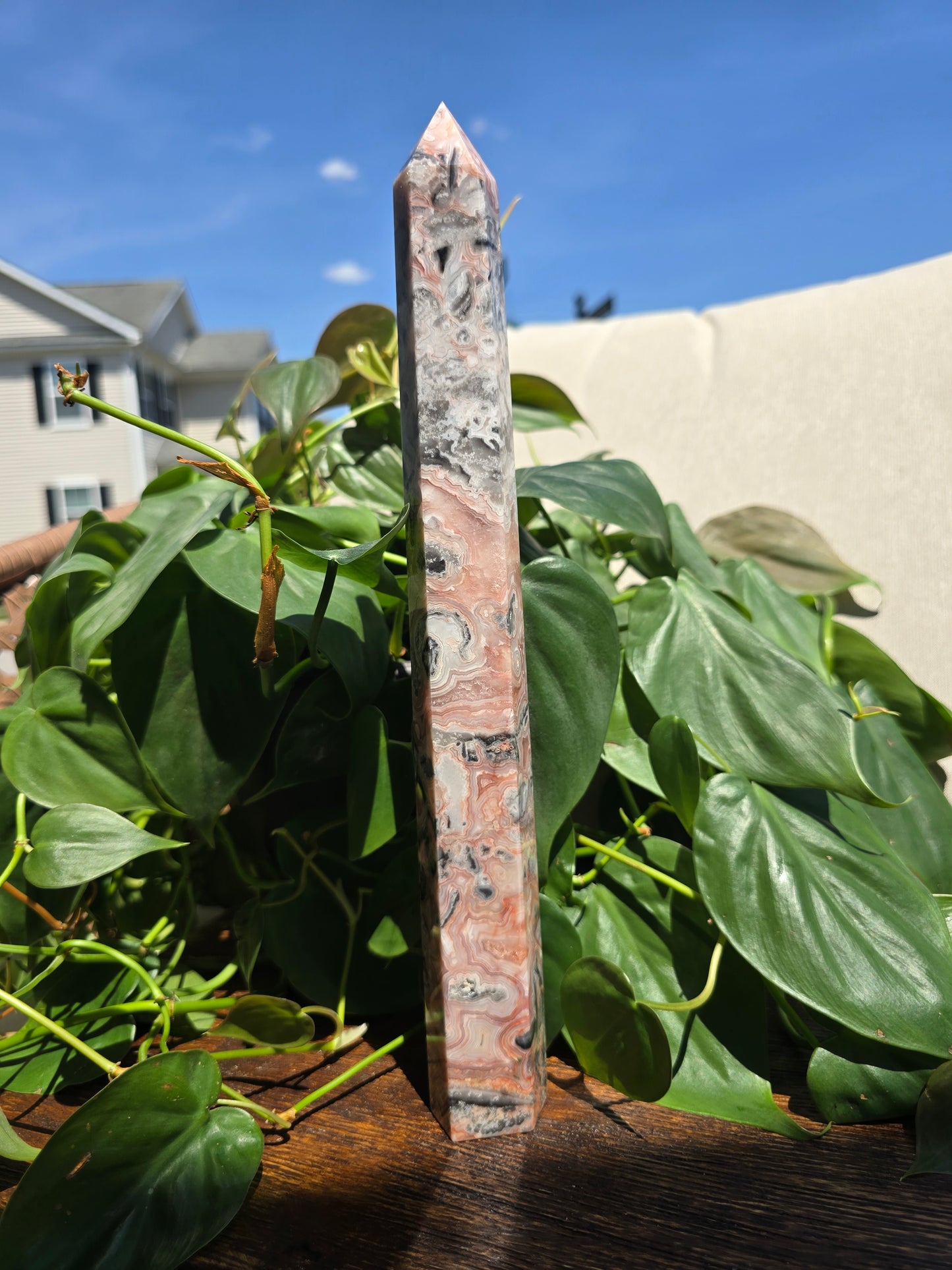Pink Mexican Crazy Lace Agate Tower
