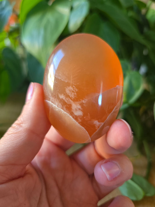 Honey Calcite Palm Stone