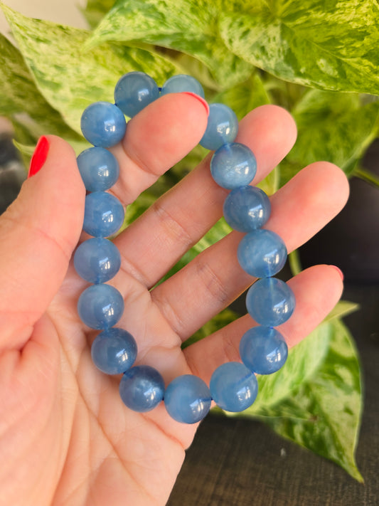 High Quality Aquamarine Chunky Stretch Bracelet