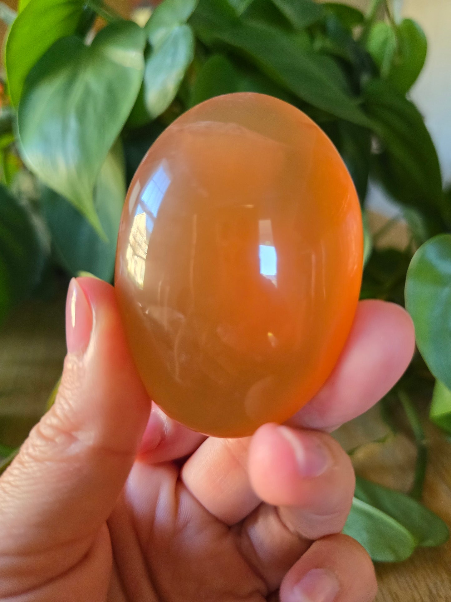 Honey Calcite Palm Stone