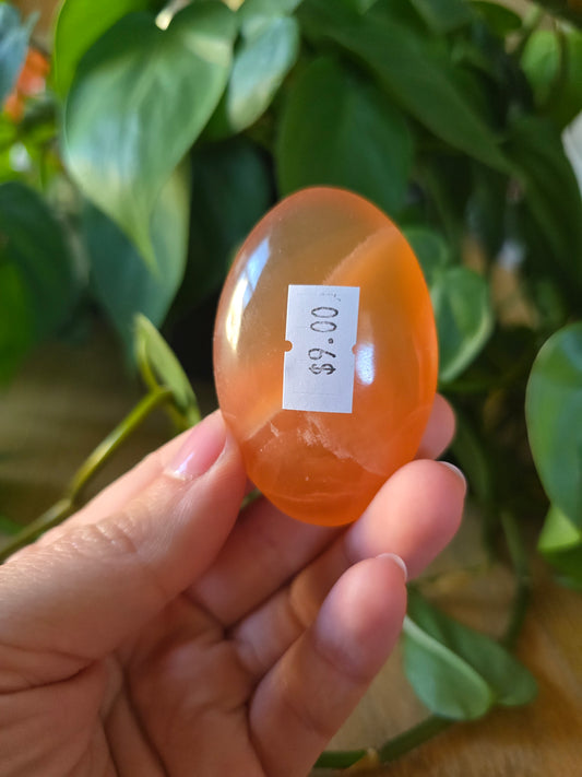 Honey Calcite Palm Stone