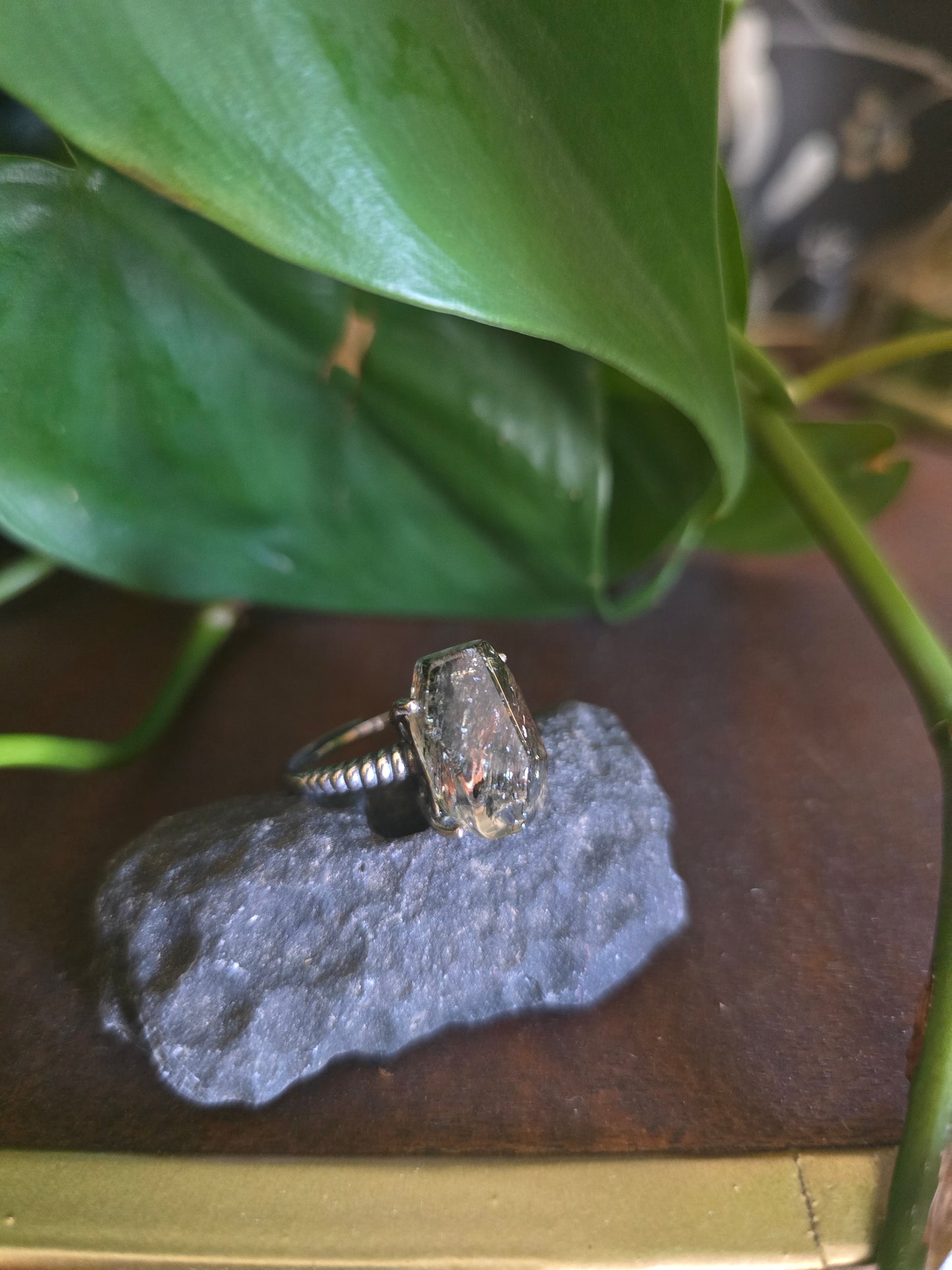 S925 Adjustable Rutilated Quartz Ring