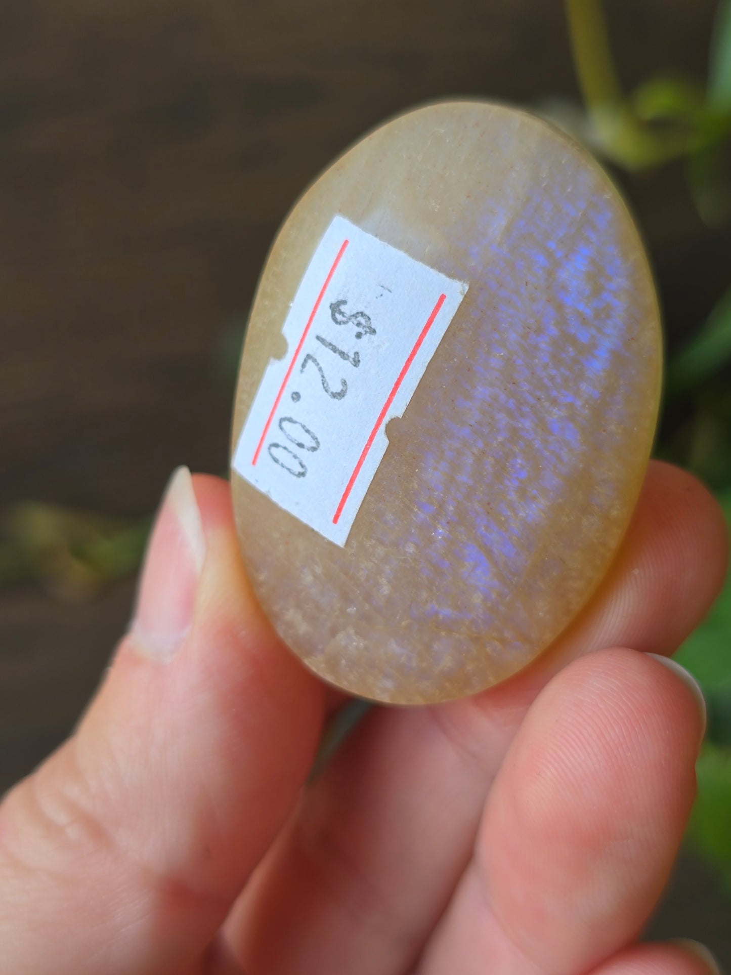Peach Moonstone Palm Stone
