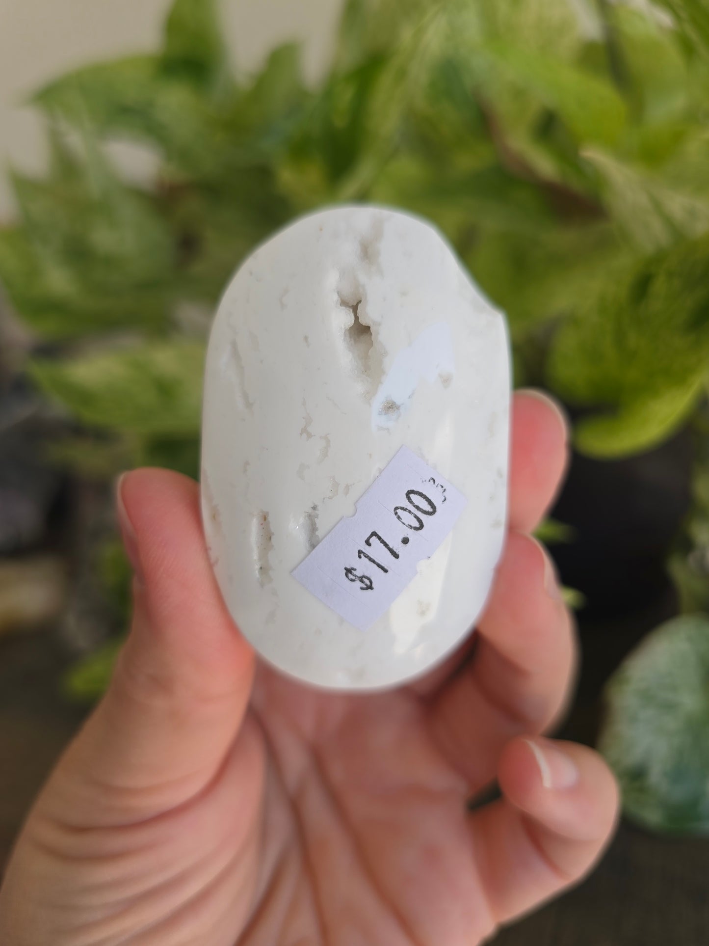 White Agate Palm Stone