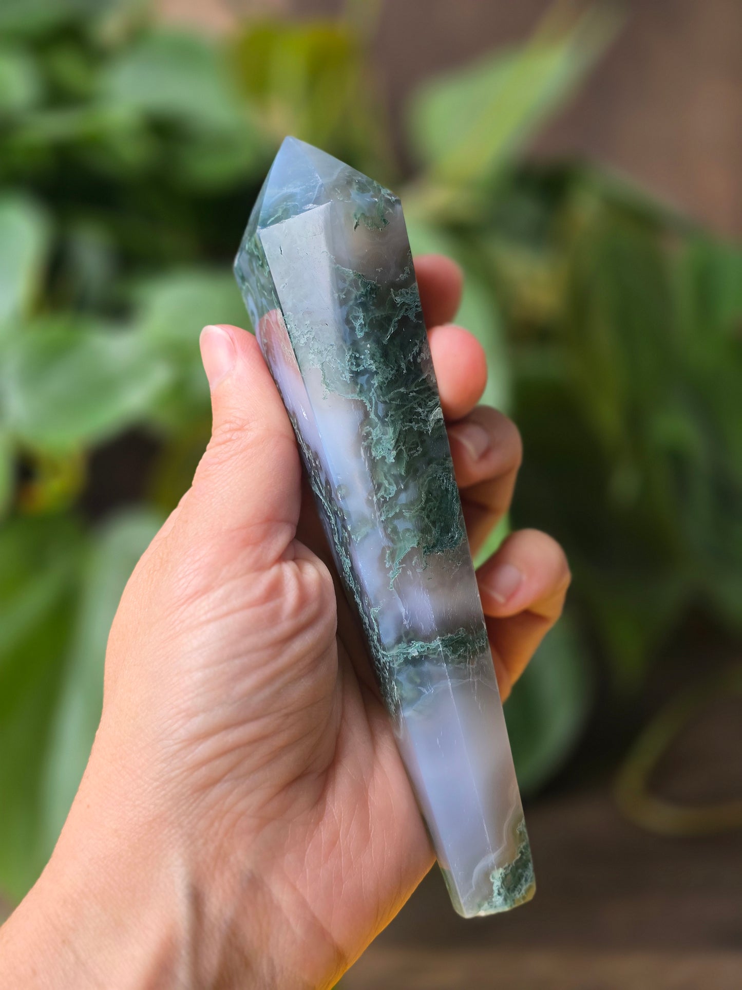 Moss Agate Wand